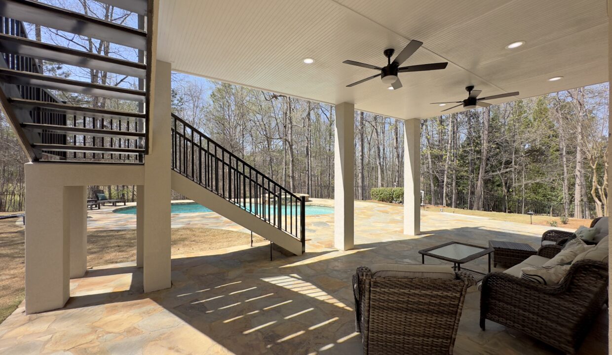 covered porch and pool